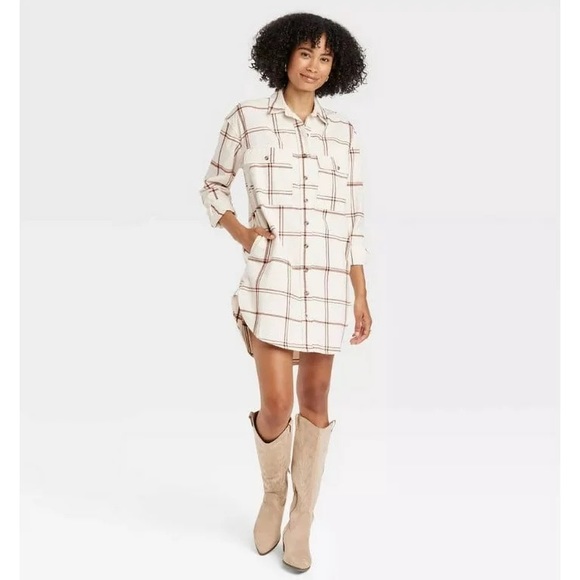 Universal Thread Dresses & Skirts - Universal Thread Flannel Plaid Button Down Shirt Dress